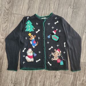 Lemongrass Vintage Christmas Holiday Festive Dog Cardigan Sweater Size Large